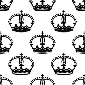 Seamless medieval crowns pattern background Stock Illustration
