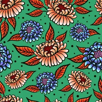 Seamless medieval pattern with fantasy flowers. Floral seamless background Stock Illustration
