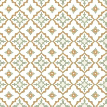 Seamless Mediterranean Floral Tile Pattern Stock Illustration