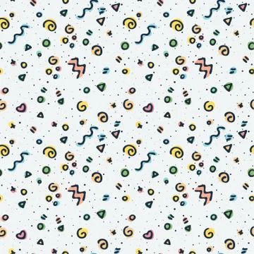 Seamless memphis doodle pattern with cute elements Stock Illustration