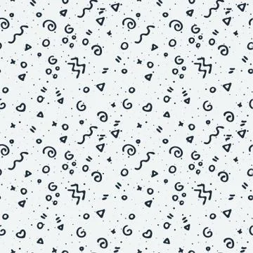 Seamless memphis doodle pattern with cute elements 스톡 일러스트