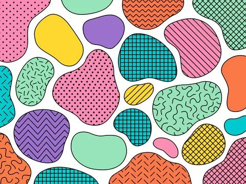 Seamless Memphis pattern with colorful abstract organic shapes Illustrazione stock