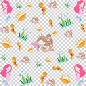 Seamless Mermaid Pattern Vector Art Illustration Stock Illustration