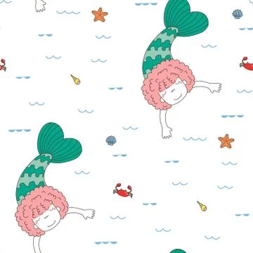Seamless mermaids pattern Illustrazione stock