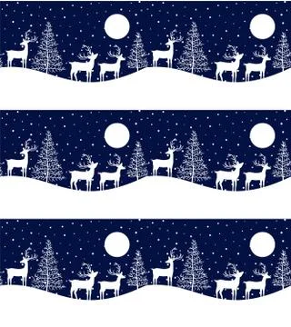 Seamless Merry Christmas pattern with deers, winter abstraction. Forest backg Stock Illustration