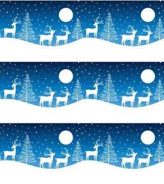 Seamless Merry Christmas pattern with deers, winter abstraction. Forest backg Stock Illustration