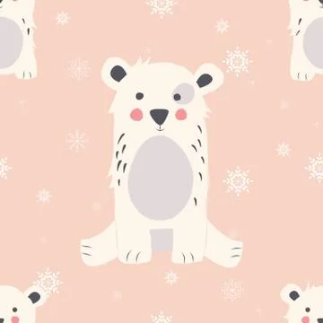 Seamless Merry Christmas patterns with cute polar bear animals Illustrazione stock