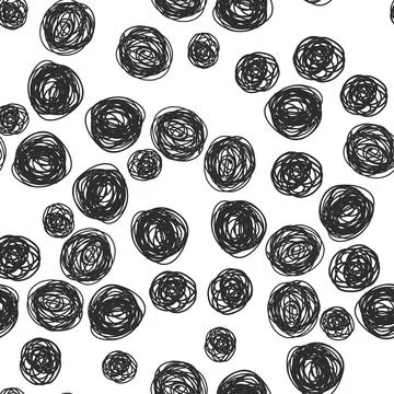 SEAMLESS MESSY PATTERN BACKGROUND WITH MONOCHROME HAND DRAW POLKA DOT Stock Illustration