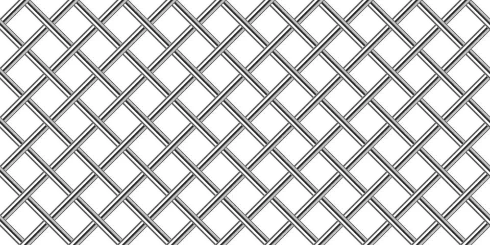 Seamless metallic wire mesh vector pattern. This realistic silver chainlink f Stock Illustration