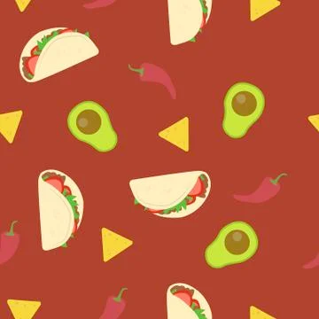 Seamless Mexican Food Pattern Stock Illustration