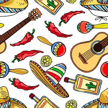 Seamless Mexican items Stock Illustration