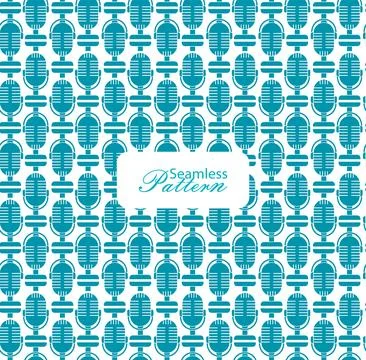 Seamless microphone pattern background with retro audio icon design for mus.. Stock Illustration