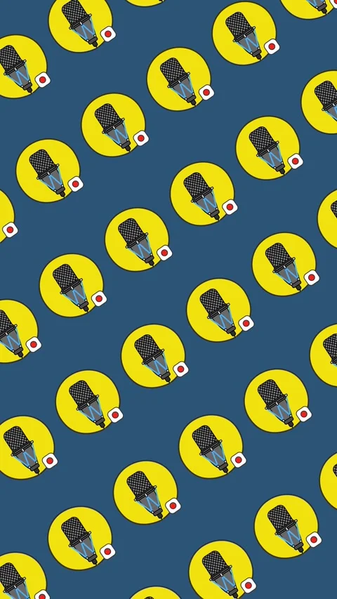 Seamless microphone pattern for podcast and audio branding in an abstract vertic Stock Footage 331901402