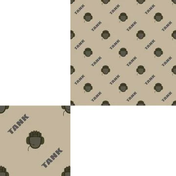 Seamless military patterns with tank helmets and pattern unit. Stock Illustration
