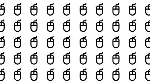Seamless minimalist black computer mouse icon pattern on white background f.. Illustrazione stock