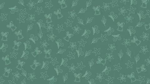 Seamless minimalist floral pattern with botanical outline elements on a cal.. Video stock 335011158