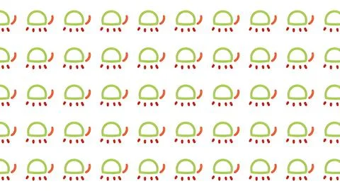 Seamless minimalist hand-drawn pattern featuring green and red abstract tur.. Stock Illustration