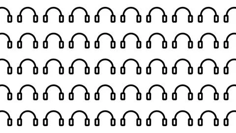 Seamless minimalist headphone icon pattern on white background for music an.. Illustrazione stock