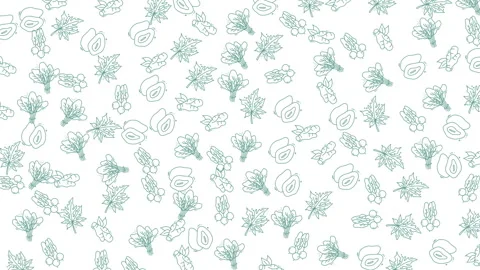 Seamless minimalist pattern of fresh healthy food outline illustrations on .. 스톡 동영상 335015013