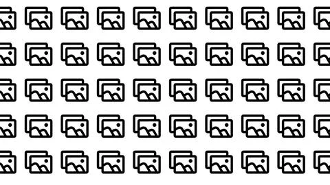 Seamless Minimalist Pattern of Gallery and Image Icons Representing Digital.. 스톡 일러스트