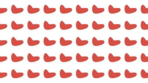 Seamless minimalist pattern with red organic heart shapes on white backgrou.. Illustrazione stock