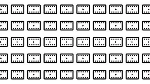 Seamless minimalist pattern of video player icons with play buttons on whit.. 스톡 일러스트