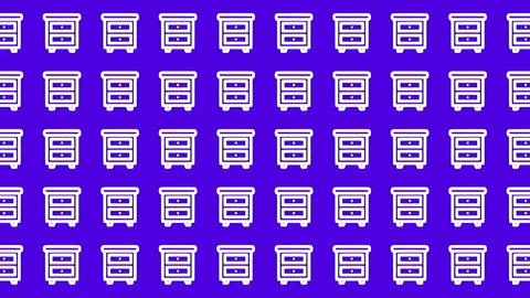 Seamless Minimalist Pattern of White Bedside Table and Nightstand Icons on .. 스톡 일러스트
