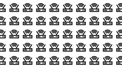 Seamless Minimalist Pattern of Wireless Wi-Fi Router Icons Isolated on Plai.. Illustrazione stock