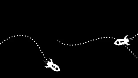 Seamless, Minimalistic Animation Of Retro Rocket Ship. 4K 60fps Stock Footage 95893222