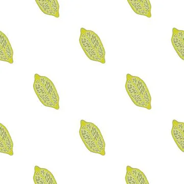 Seamless minimalistic pattern with yellow lemon fruit silhouettes. Light past Stock Illustration