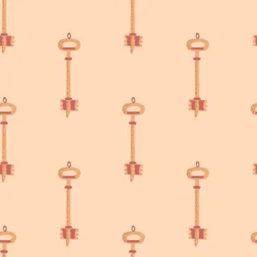 Seamless minimalistic privacy pattern with old security keys door elements. P Stock Illustration