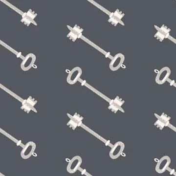 Seamless minimalistic stylized pattern with white keys silhouettes. Grey back Illustrazione stock