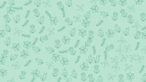 Seamless mint green floral pattern with hand drawn sprigs for backgrounds Stock Footage 333052322
