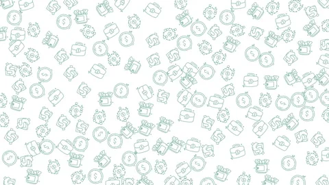 Seamless mint teal camera and clock icon pattern on white background Stock Footage 333053139