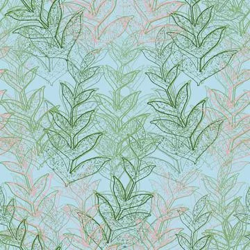 Seamless mixed abstract leaves pattern background , greeting card or fabric Stock Illustration