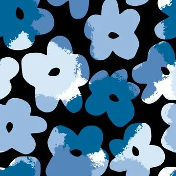 Seamless mixed blue flower pattern background Stock Illustration
