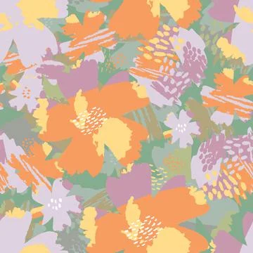 Seamless mixed colourful blooms pattern background , greeting card or fabric Stock Illustration