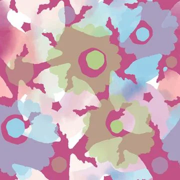Seamless mixed colourful flowers pattern on pink background , greeting card Stock Illustration