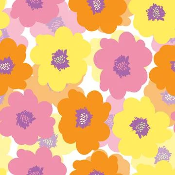 Seamless mixed colourful flowers pattern background , greeting card or fabric Stock Illustration