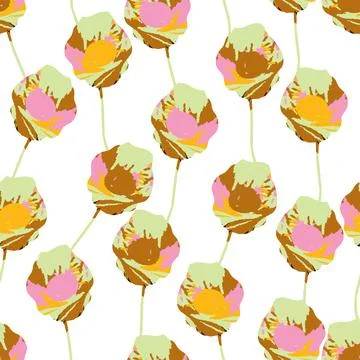 Seamless mixed cute flowers pattern background , greeting card or fabric Stock Illustration