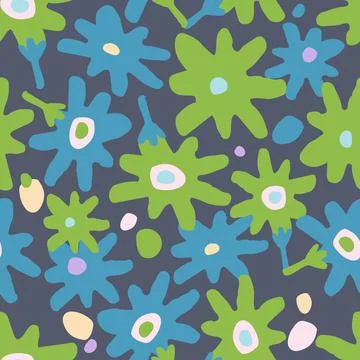 Seamless mixed cute hand drawn flowers pattern background , greeting card or  Stock Illustration