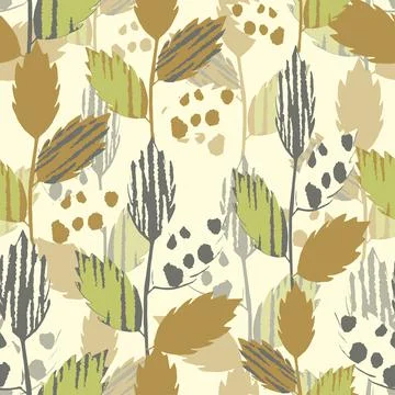 Seamless mixed dry leafs pattern background , greeting card or fabric Illustrazione stock