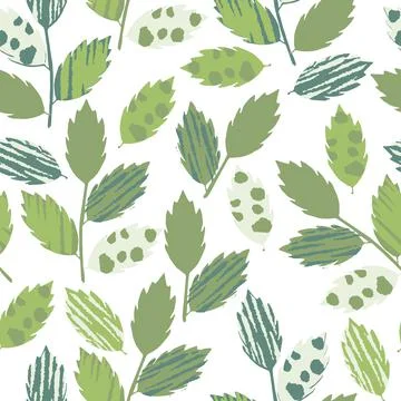 Seamless mixed green leafs background , greeting card or fabric Stock Illustration