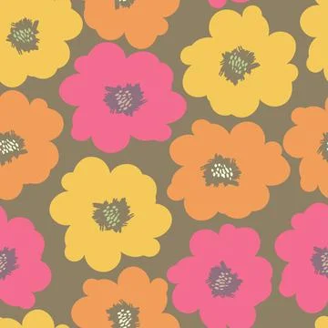 Seamless mixed multicolour flowers pattern background , greeting card or fabr Illustrazione stock