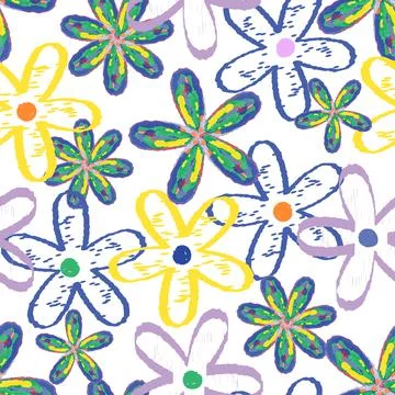 Seamless mixed olour flowers pattern background , greeting card or fabric Stock Illustration