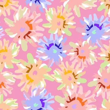 Seamless mixed pastel abstract flowers.pattern background , greeting card or  Stock Illustration
