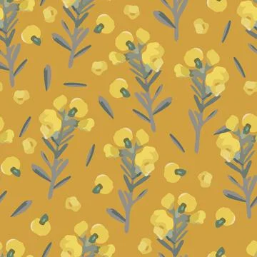 Seamless mixed tiny yellow flowers background , greeting card or fabric Stock Illustration