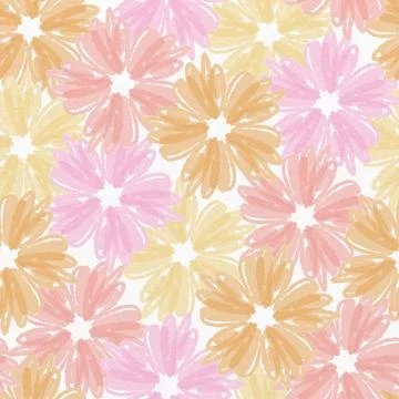 Seamless mixed watercolour blooms pattern background , greeting card or fabri Stock Illustration