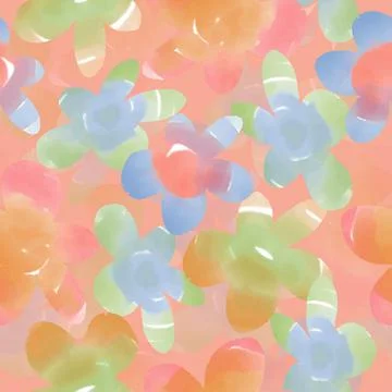 Seamless mixed watercolour flowers pattern  background , greeting card or fab Stock Illustration