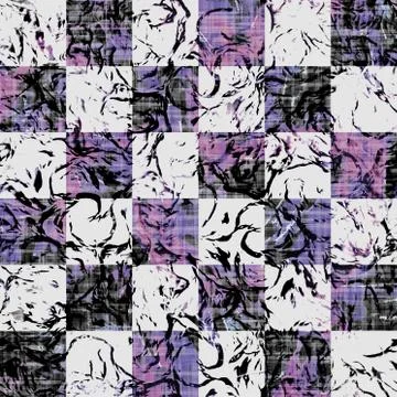 Seamless modern boho tie dye check print. Grunge watercolor texture square grid Stock Illustration